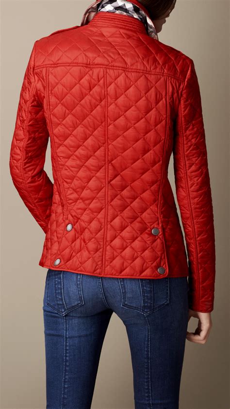 red burberry puffer coat|quilted Burberry jacket outlet store.